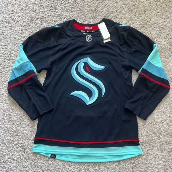 Adidas NHL Seattle Kraken Authentic Home Hockey Jersey Navy Blue - Picture 4 of 9